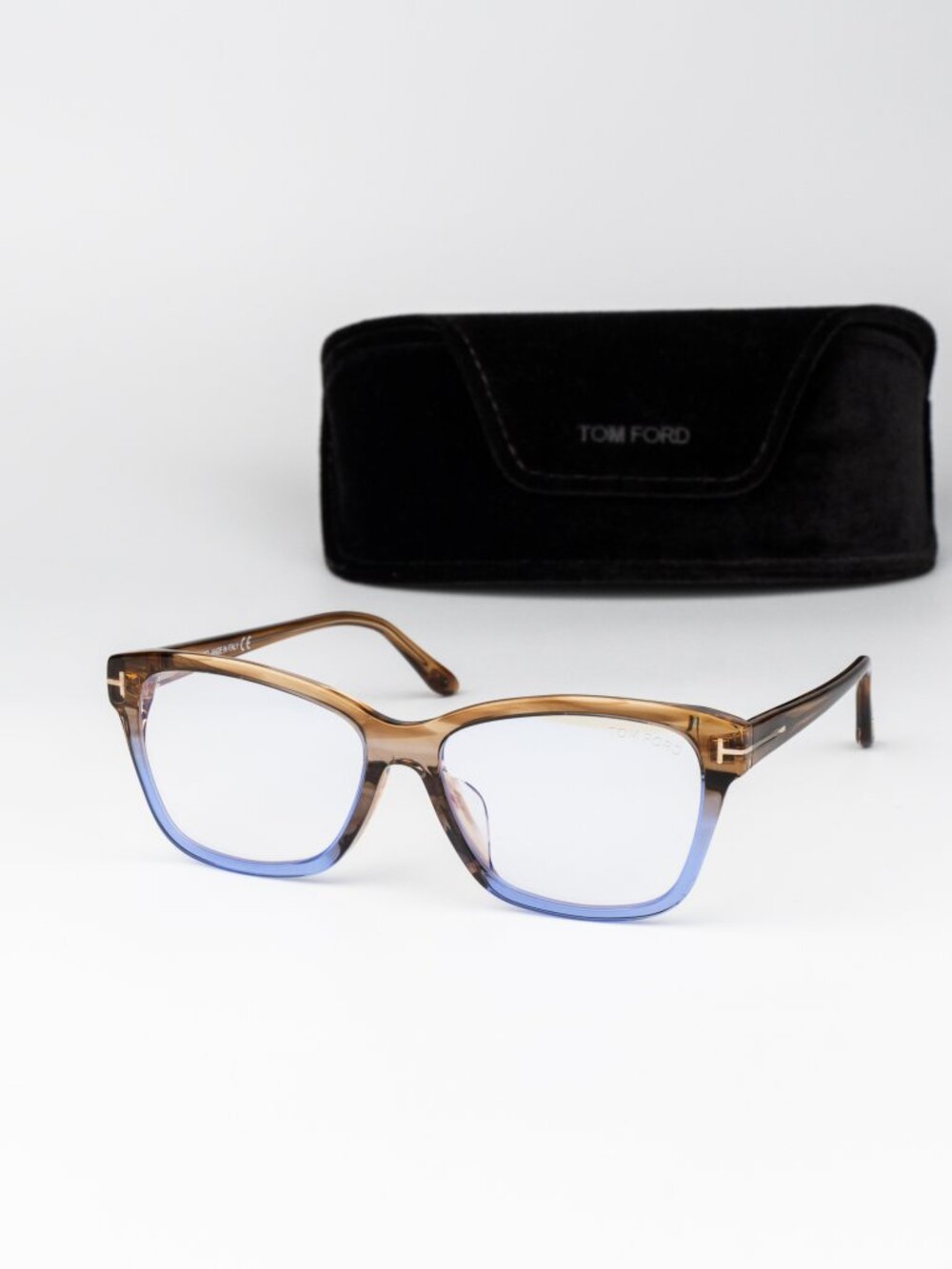 Tom Ford Women Eyeglasses Brown Violet Square FT5597-F-B 047 NEW AUTHENTIC